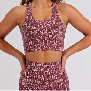 buffbunny rosa sports bra in vineyard dark red bossy print